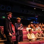 Presenters in crowd at Student Radio Awards